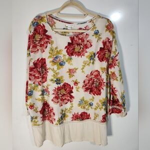 J Jill Floral Print Women's Top, Size XL